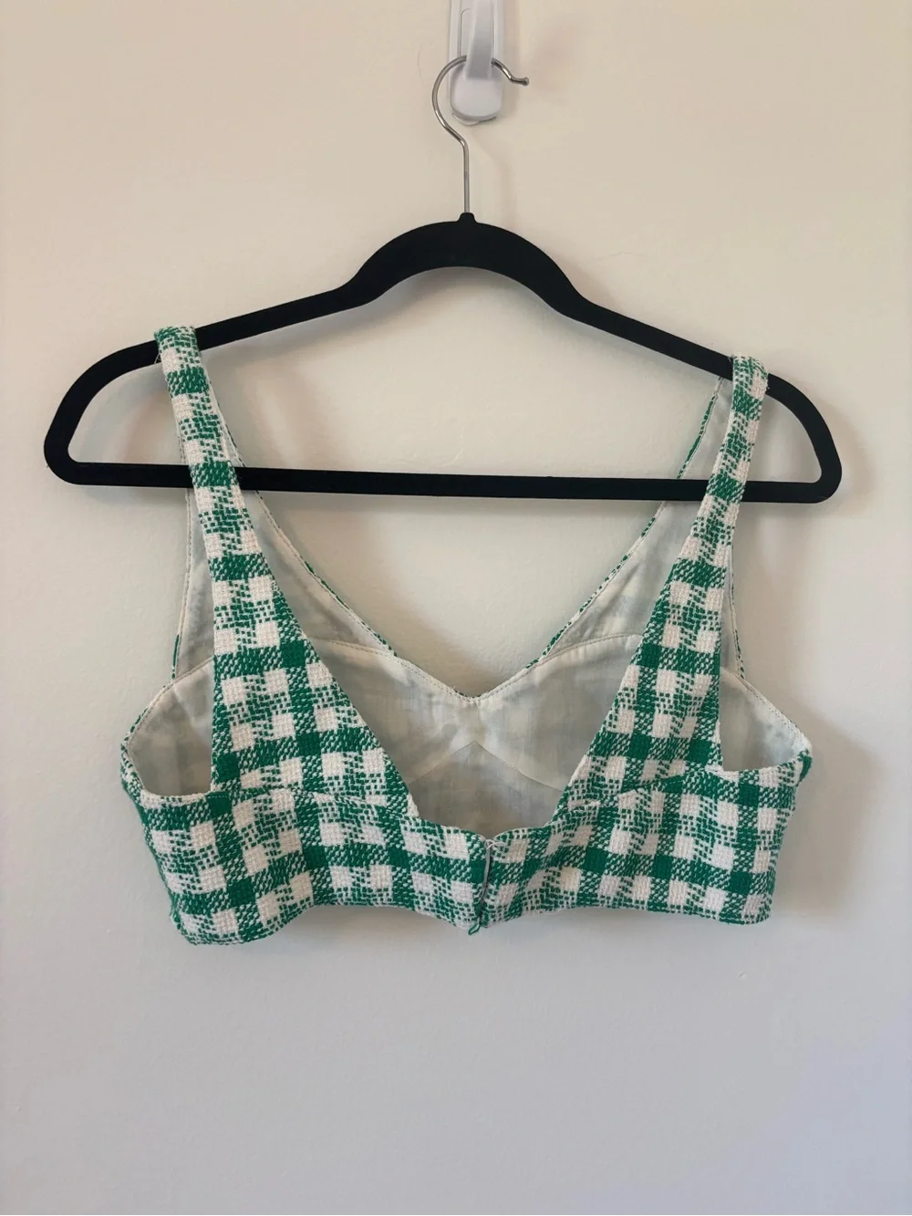 Zara Green Gingham V-Neck Crop Top - Picture 5 of 6